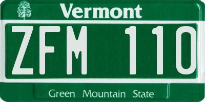 VT license plate ZFM110