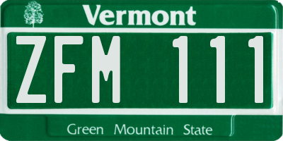 VT license plate ZFM111