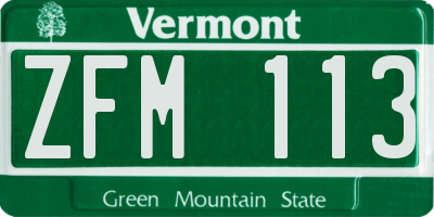 VT license plate ZFM113