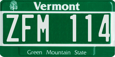 VT license plate ZFM114