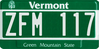 VT license plate ZFM117