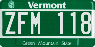 VT license plate ZFM118