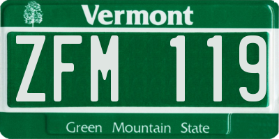 VT license plate ZFM119