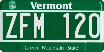 VT license plate ZFM120