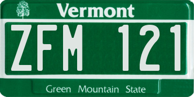 VT license plate ZFM121