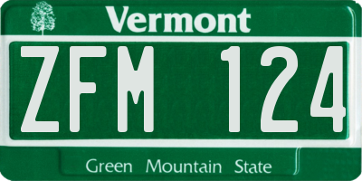 VT license plate ZFM124