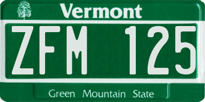 VT license plate ZFM125
