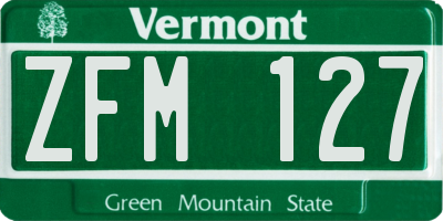 VT license plate ZFM127