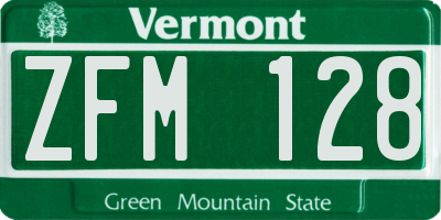 VT license plate ZFM128