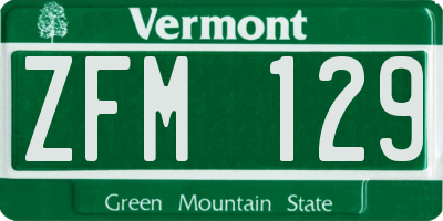 VT license plate ZFM129
