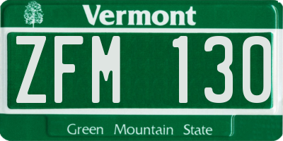 VT license plate ZFM130