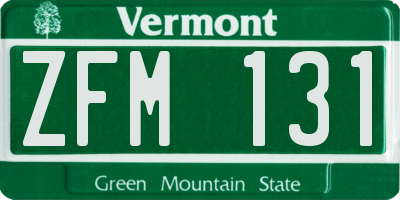 VT license plate ZFM131