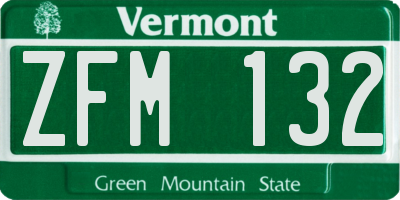 VT license plate ZFM132