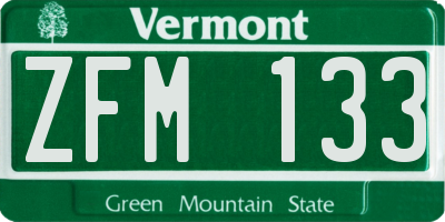 VT license plate ZFM133