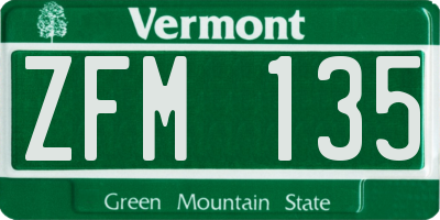 VT license plate ZFM135