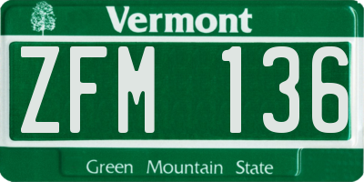 VT license plate ZFM136