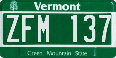 VT license plate ZFM137