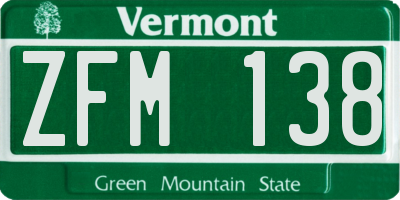 VT license plate ZFM138