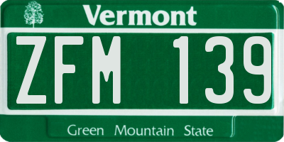 VT license plate ZFM139