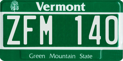 VT license plate ZFM140