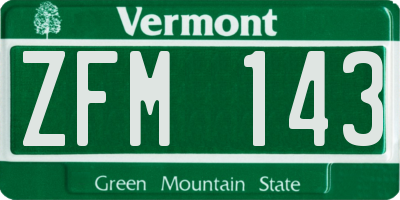VT license plate ZFM143