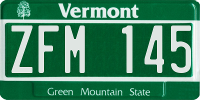 VT license plate ZFM145