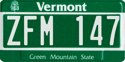 VT license plate ZFM147