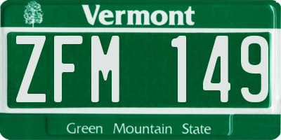 VT license plate ZFM149