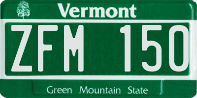 VT license plate ZFM150