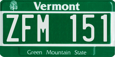 VT license plate ZFM151