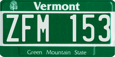 VT license plate ZFM153