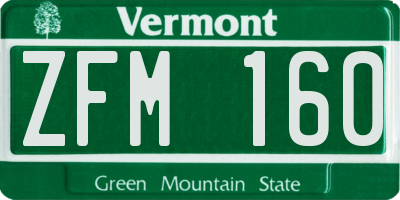 VT license plate ZFM160