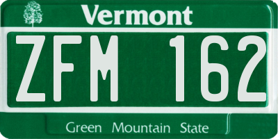 VT license plate ZFM162