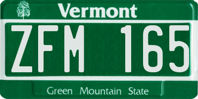 VT license plate ZFM165