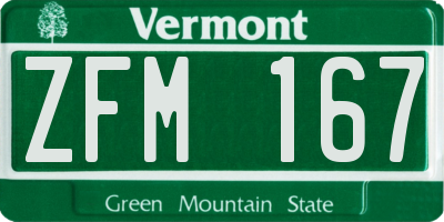VT license plate ZFM167