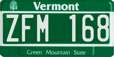 VT license plate ZFM168