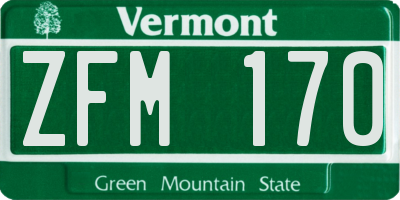 VT license plate ZFM170