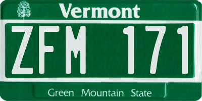 VT license plate ZFM171