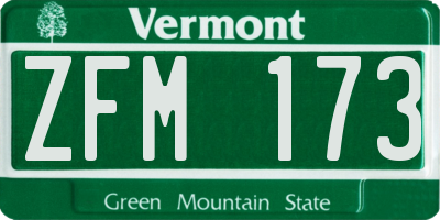 VT license plate ZFM173
