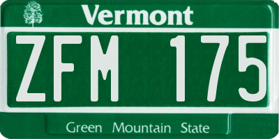 VT license plate ZFM175