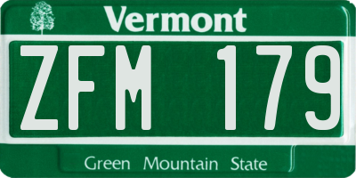 VT license plate ZFM179