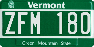 VT license plate ZFM180