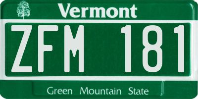 VT license plate ZFM181