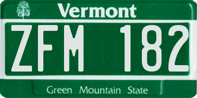VT license plate ZFM182