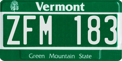 VT license plate ZFM183
