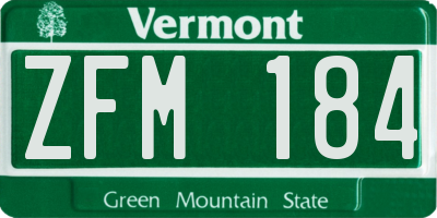 VT license plate ZFM184