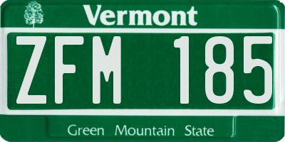 VT license plate ZFM185
