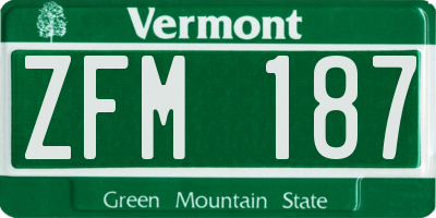 VT license plate ZFM187