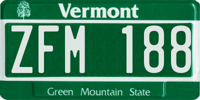 VT license plate ZFM188