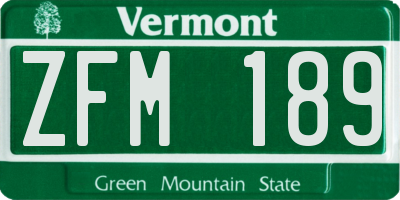 VT license plate ZFM189